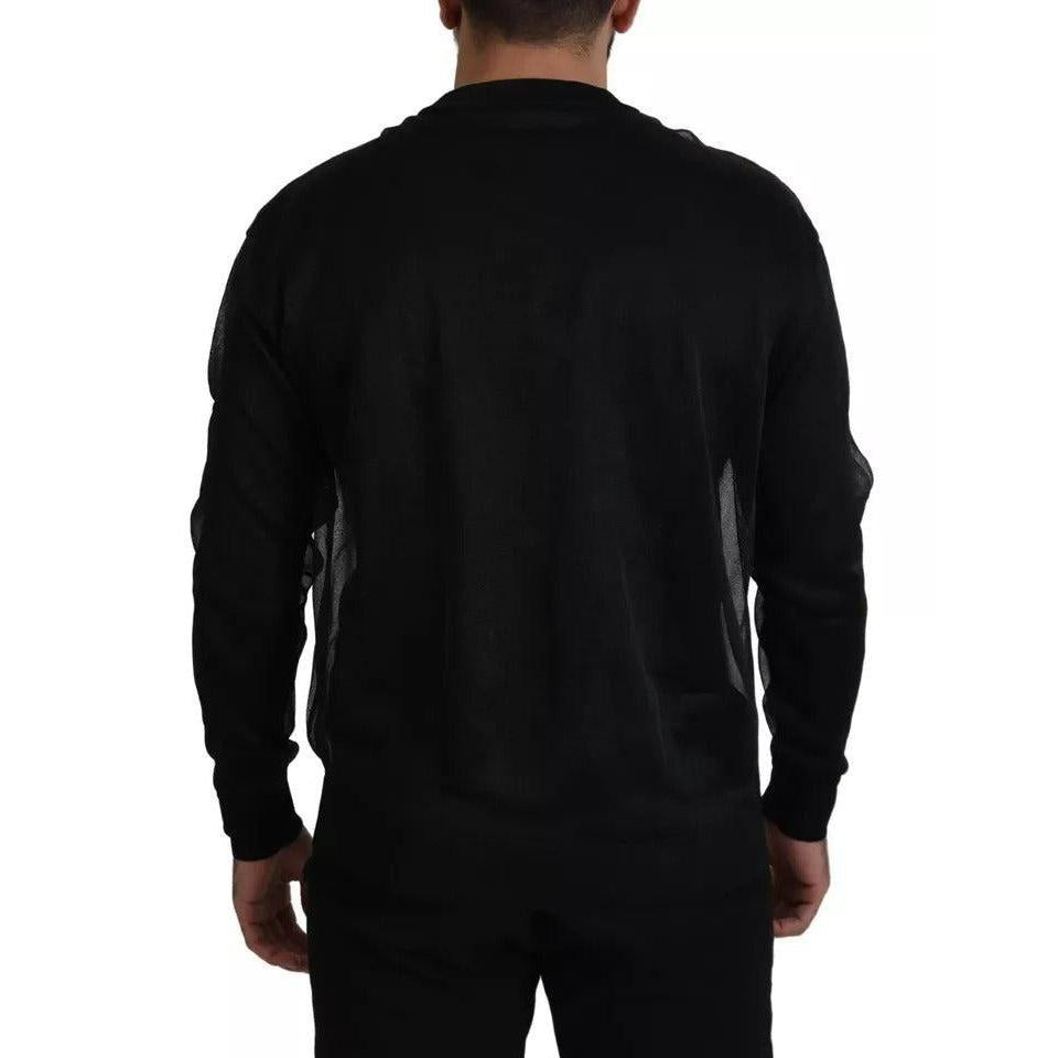 Dolce &amp; Gabbana Black Polyester Logo Men Pullover Sweater