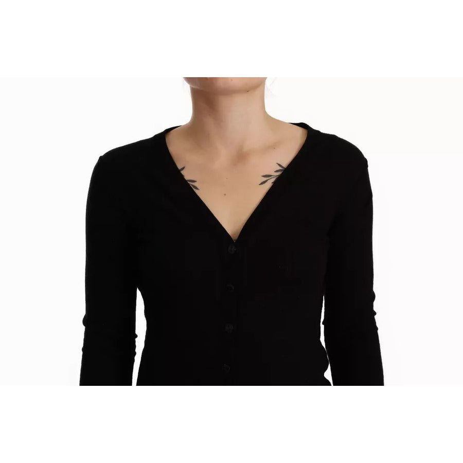 Dolce & Gabbana Black Wool Knit Button Down Cardigan Sweater