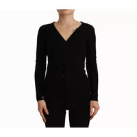 Dolce & Gabbana Black Wool Knit Button Down Cardigan Sweater