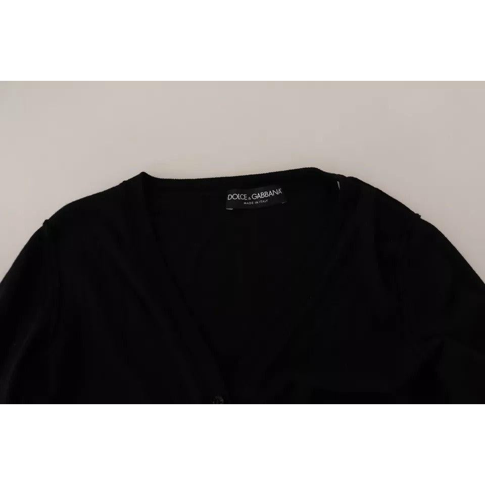 Dolce &amp; Gabbana Black Wool Knit Button Down Cardigan Sweater