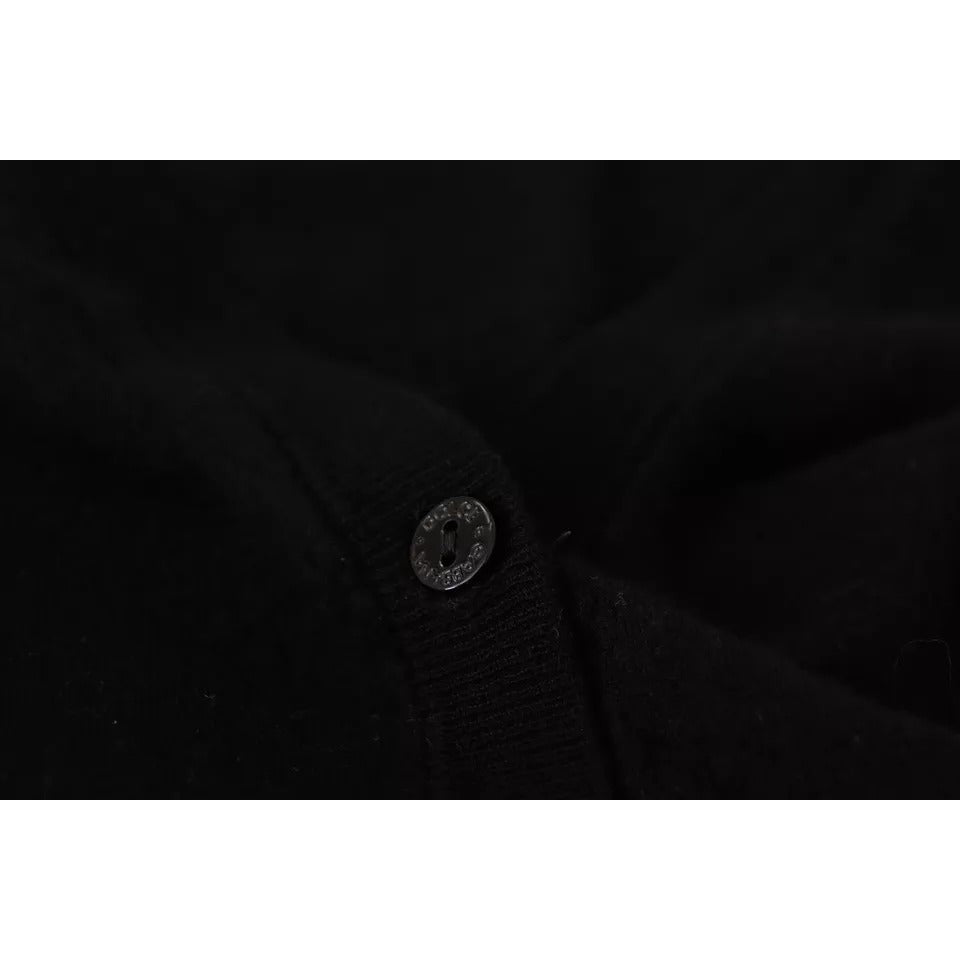 Dolce & Gabbana Black Wool Knit Button Down Cardigan Sweater