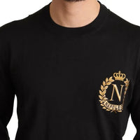 Dolce & Gabbana Black Wool Silk Napoleon Gold Sweater