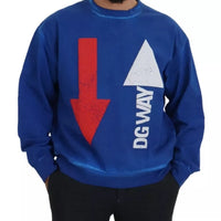 Dolce & Gabbana Blue DGWAY Cotton Crewneck Pullover Sweater