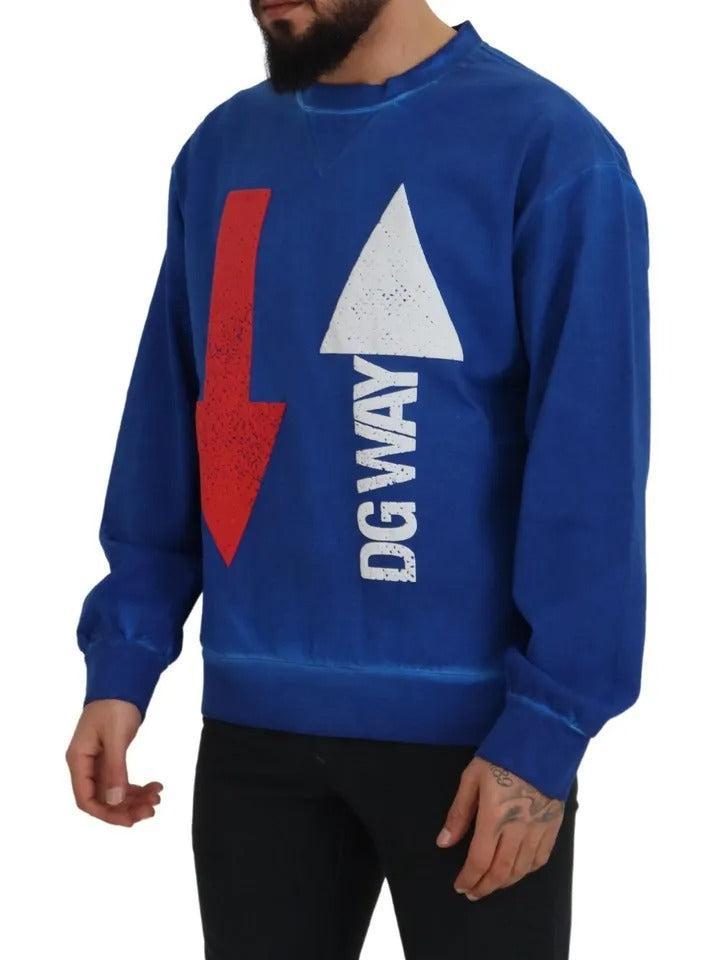 Dolce &amp; Gabbana Blue DGWAY Cotton Crewneck Pullover Sweater