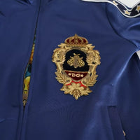 Dolce & Gabbana Blue Heraldic Patch Striped King Bee Sweater