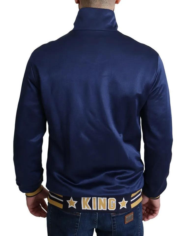 Dolce &amp; Gabbana Blue Heraldic Patch Striped King Bee Sweater