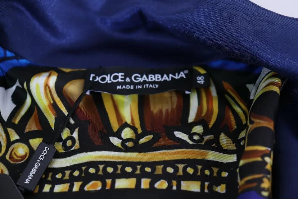 Dolce &amp; Gabbana Blue Heraldic Patch Striped King Bee Sweater