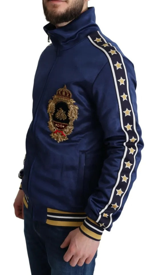 Dolce &amp; Gabbana Blue Heraldic Patch Striped King Bee Sweater