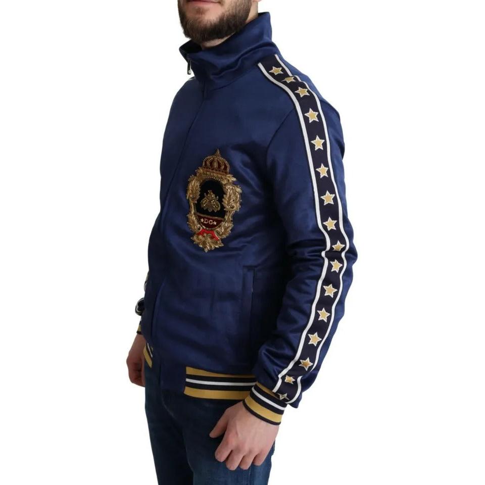 Dolce &amp; Gabbana Blue Heraldic Patch Striped King Bee Sweater