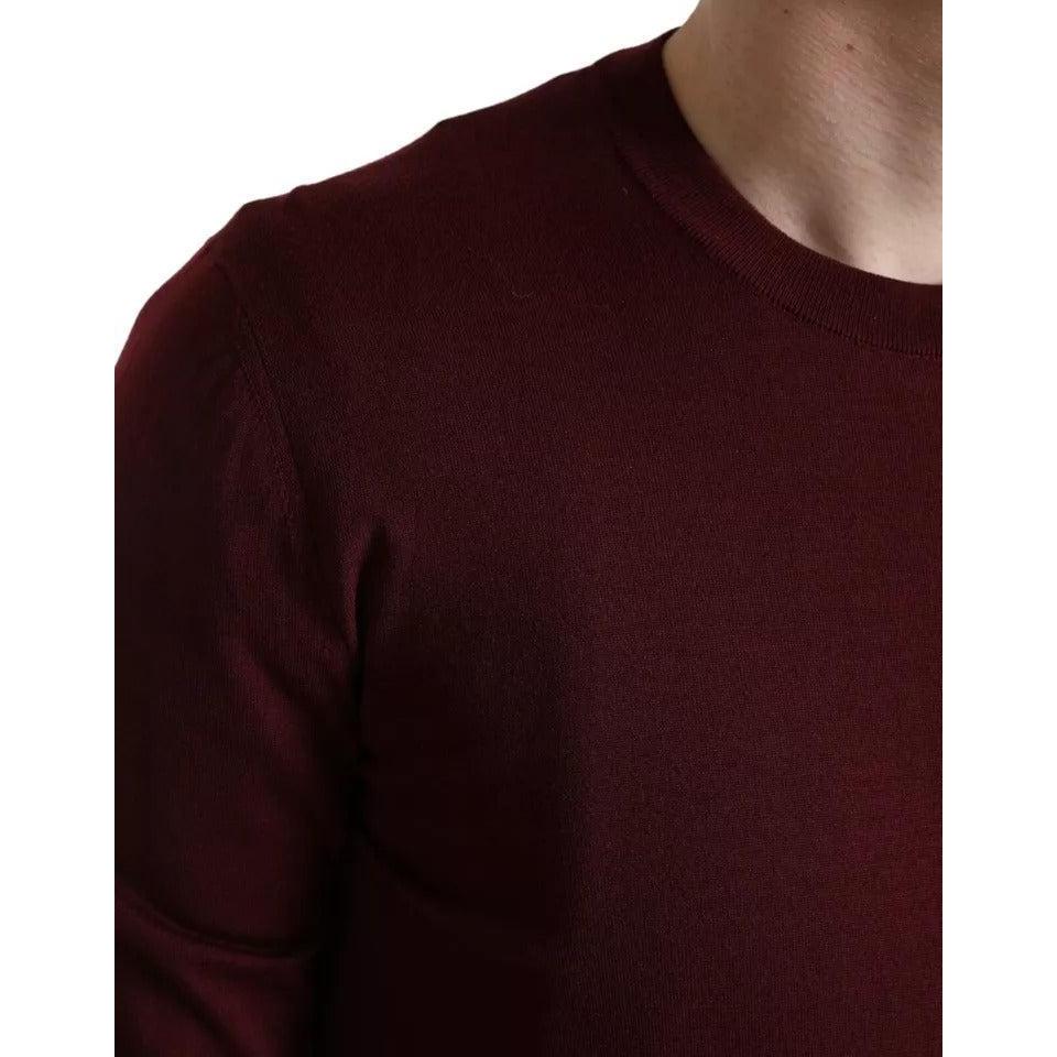 Dolce &amp; Gabbana Bordeaux Wool Knit Crew Neck Pullover Sweater