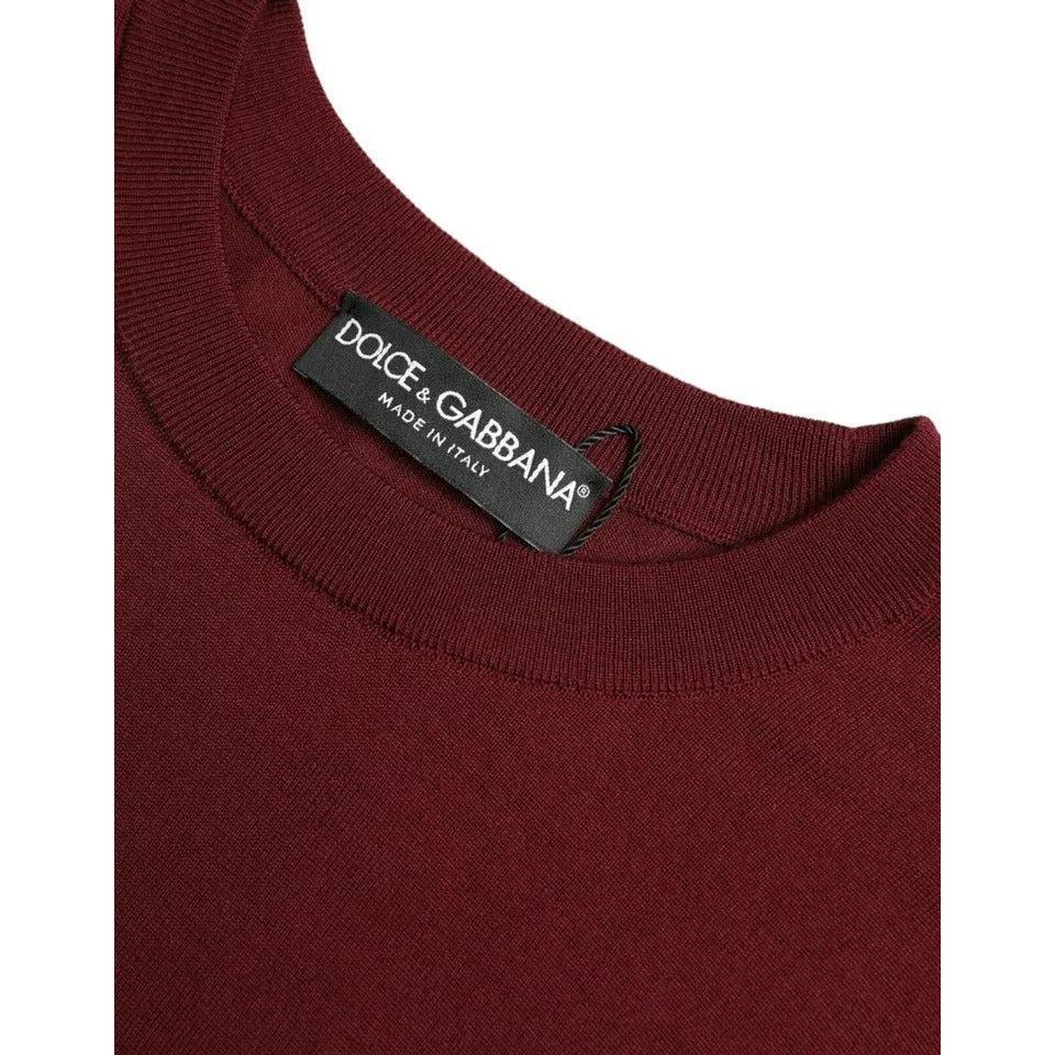 Dolce &amp; Gabbana Bordeaux Wool Knit Crew Neck Pullover Sweater
