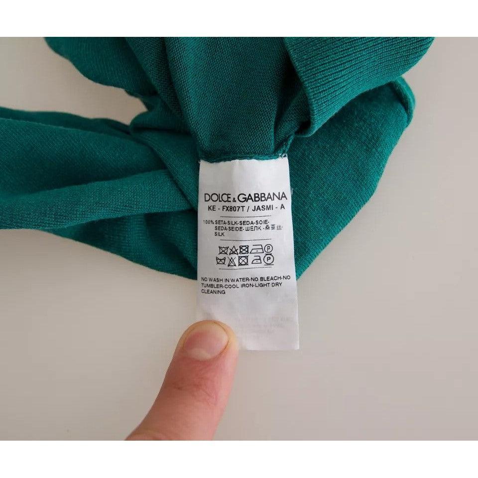 Dolce &amp; Gabbana Dark Green Turtleneck Cropped Pullover Sweater