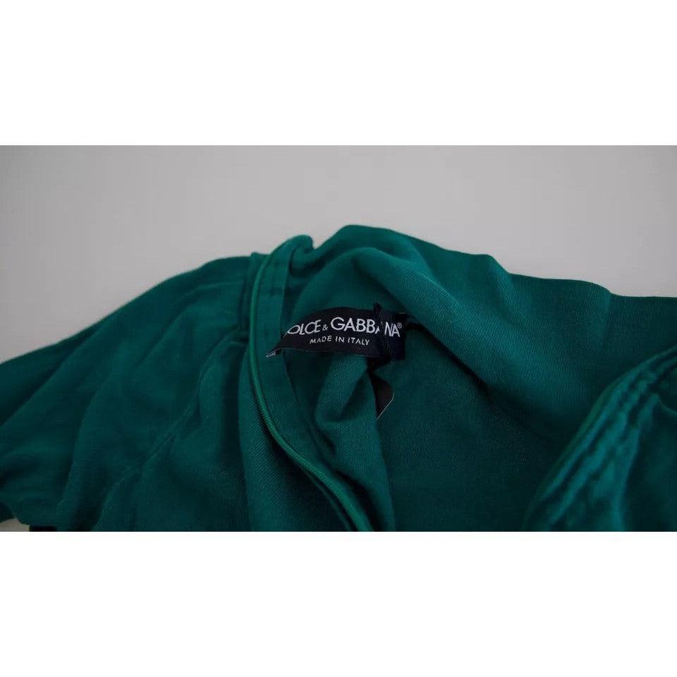 Dolce &amp; Gabbana Dark Green Turtleneck Cropped Pullover Sweater