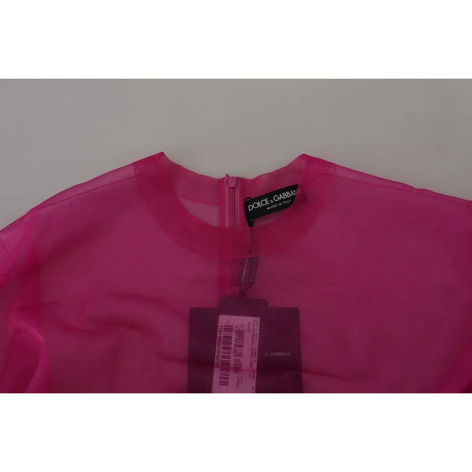 Dolce & Gabbana Fuchsia Polyester Crewneck Pullover Sweater