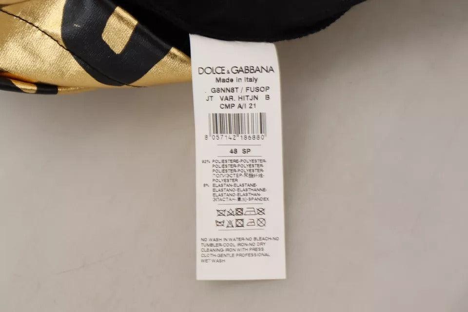 Dolce &amp; Gabbana Gold Logo Print Turtleneck Pullover Sweater