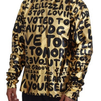 Dolce & Gabbana Gold Logo Print Turtleneck Pullover Sweater