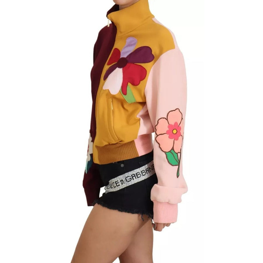 Dolce & Gabbana Multicolor Floral Viscose Full Zip Sweater