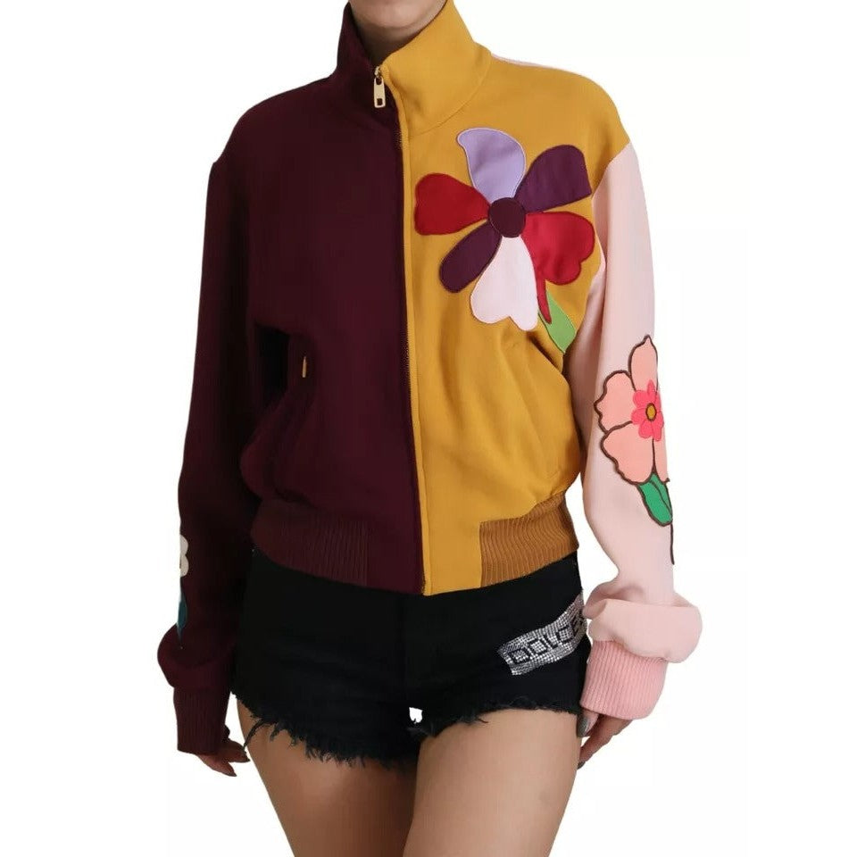 Dolce & Gabbana Multicolor Floral Viscose Full Zip Sweater