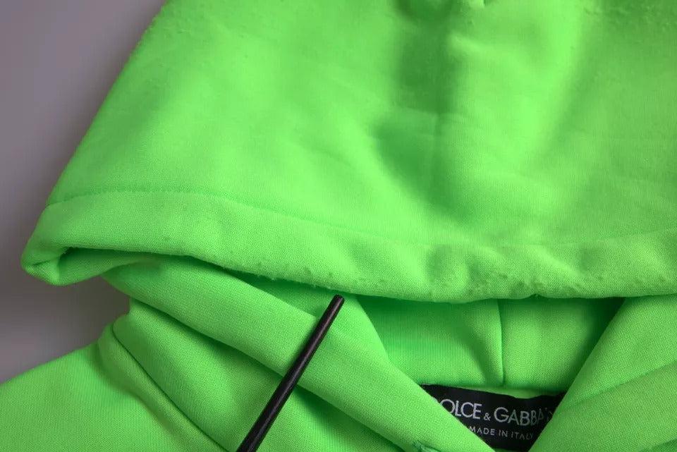 Dolce &amp; Gabbana Neon Green Logo Pullover Hooded Sweatshirt Sweater