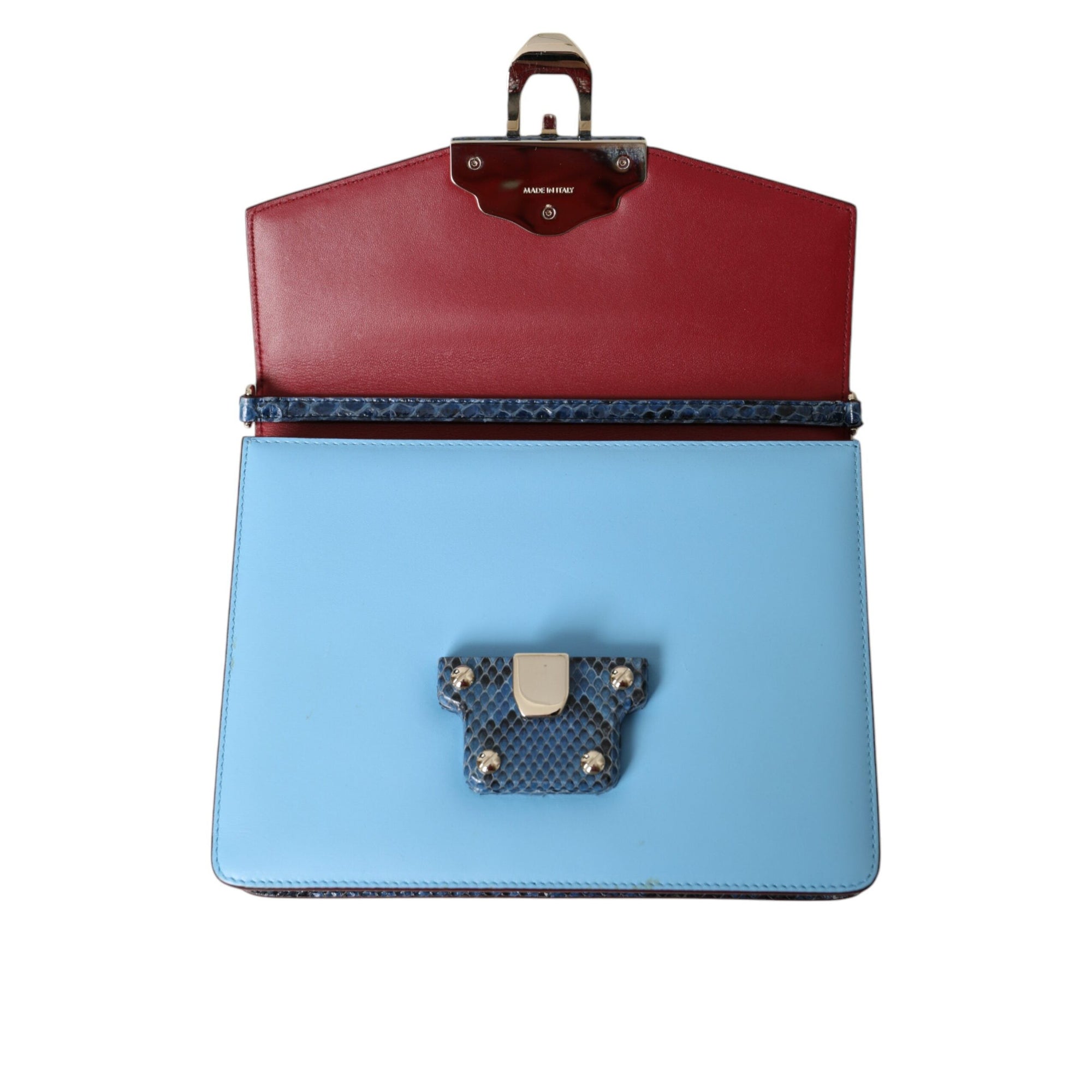 Dolce &amp; Gabbana Blue Beige Exotic Leather LUCIA Crossbody Purse Bag