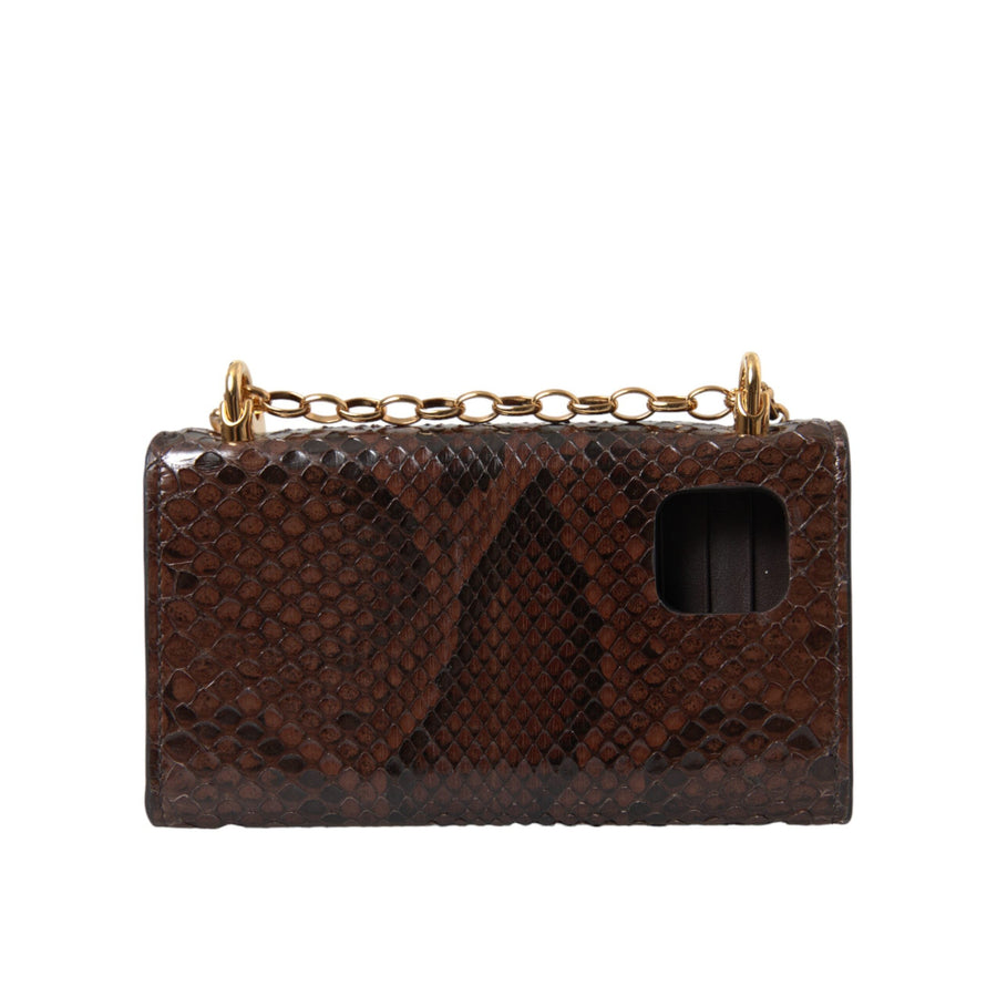 Dolce & Gabbana Brown Python Leather DG Girls Crossbody Phone Bag