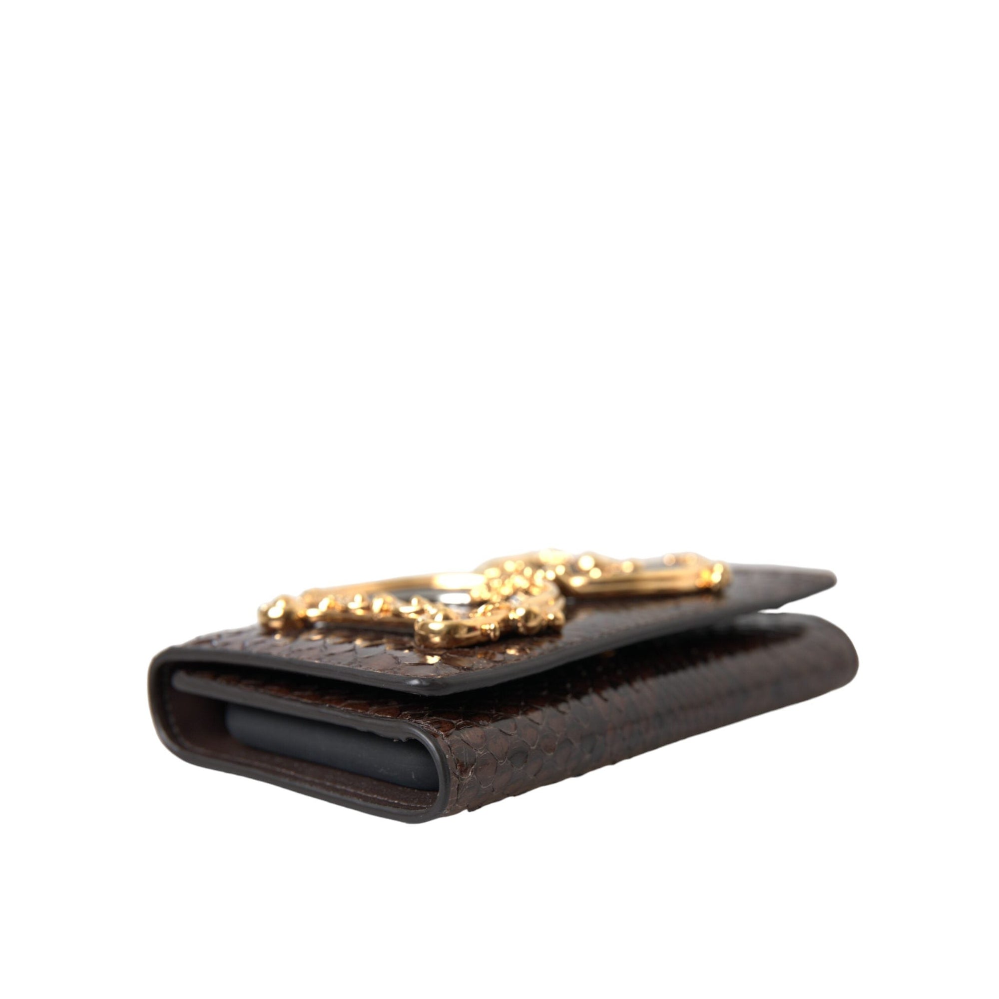 Dolce &amp; Gabbana Brown Python Leather DG Girls Crossbody Phone Bag
