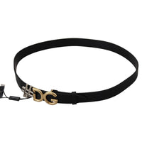 Dolce & Gabbana Black Leather Metal #DG Logo Buckle Belt