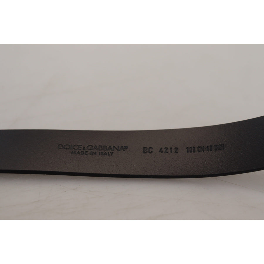 Dolce & Gabbana Black Leather Metal #DG Logo Buckle Belt