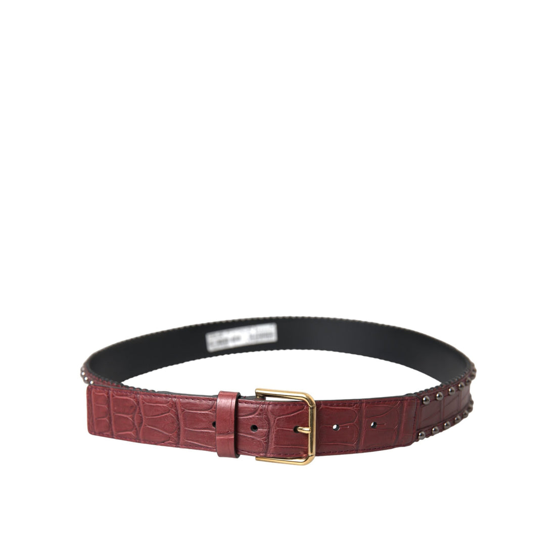 Dolce & Gabbana Brown Alligator Leather Studded Metal Buckle Belt