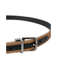 Dolce & Gabbana Gold Glitter Leather Silver Metal Buckle Belt