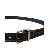 Dolce & Gabbana Gold Jacquard Stripes Silver Metal Buckle Belt