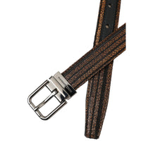 Dolce & Gabbana Gold Jacquard Stripes Silver Metal Buckle Belt