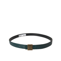 Dolce & Gabbana Dark Green Leather Square Metal Buckle Belt