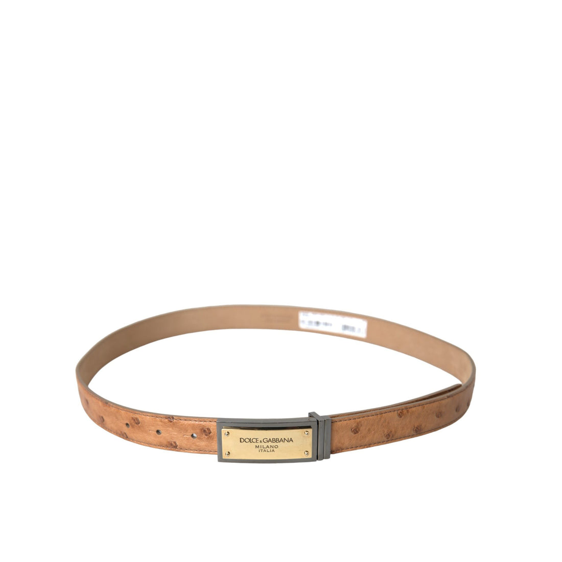 Dolce & Gabbana Beige Leather Gold Logo Engraved Buckle Belt