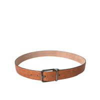 Dolce & Gabbana Brown Exotic Leather Silver Metal Buckle Belt