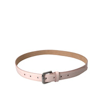 Dolce & Gabbana Light Pink Leather Silver Metal Buckle Belt