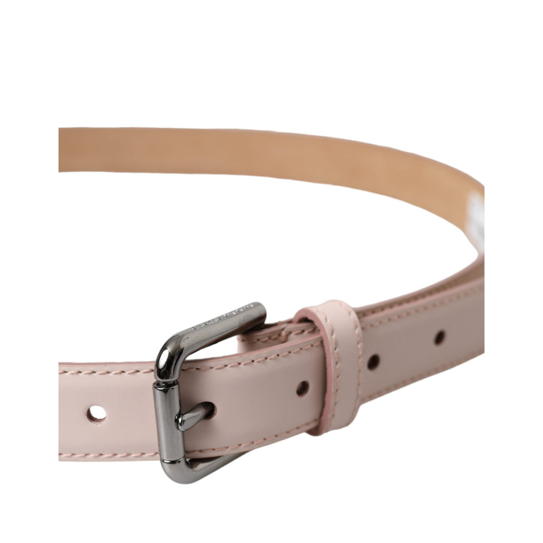 Dolce & Gabbana Light Pink Leather Silver Metal Buckle Belt