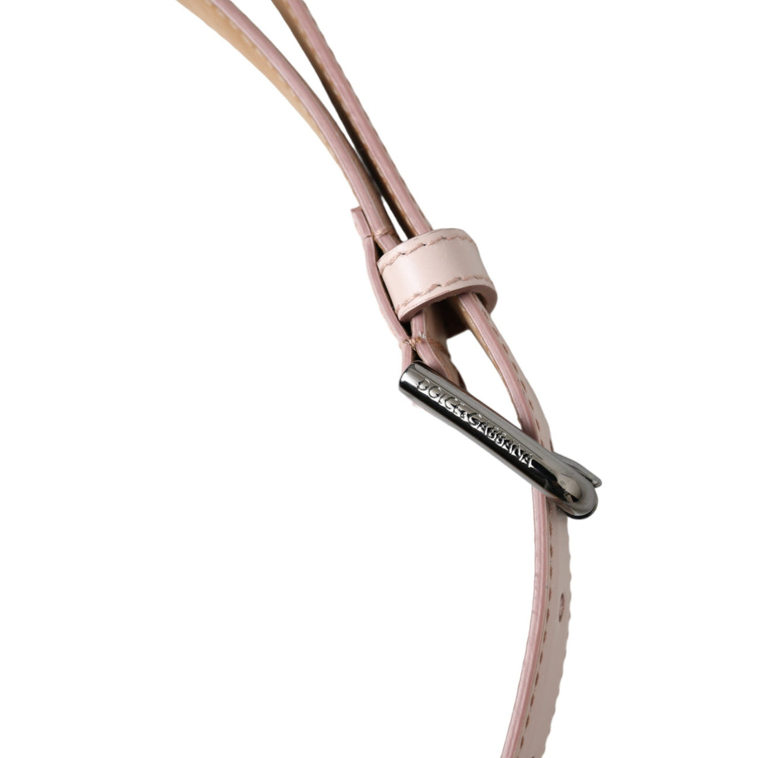 Dolce & Gabbana Light Pink Leather Silver Metal Buckle Belt