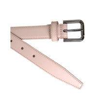 Dolce & Gabbana Light Pink Leather Silver Metal Buckle Belt