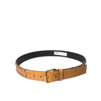 Dolce & Gabbana Beige Alligator Leather Studded Metal Buckle Belt