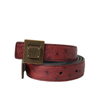 Dolce & Gabbana Brown Leather Square Metal Buckle Belt