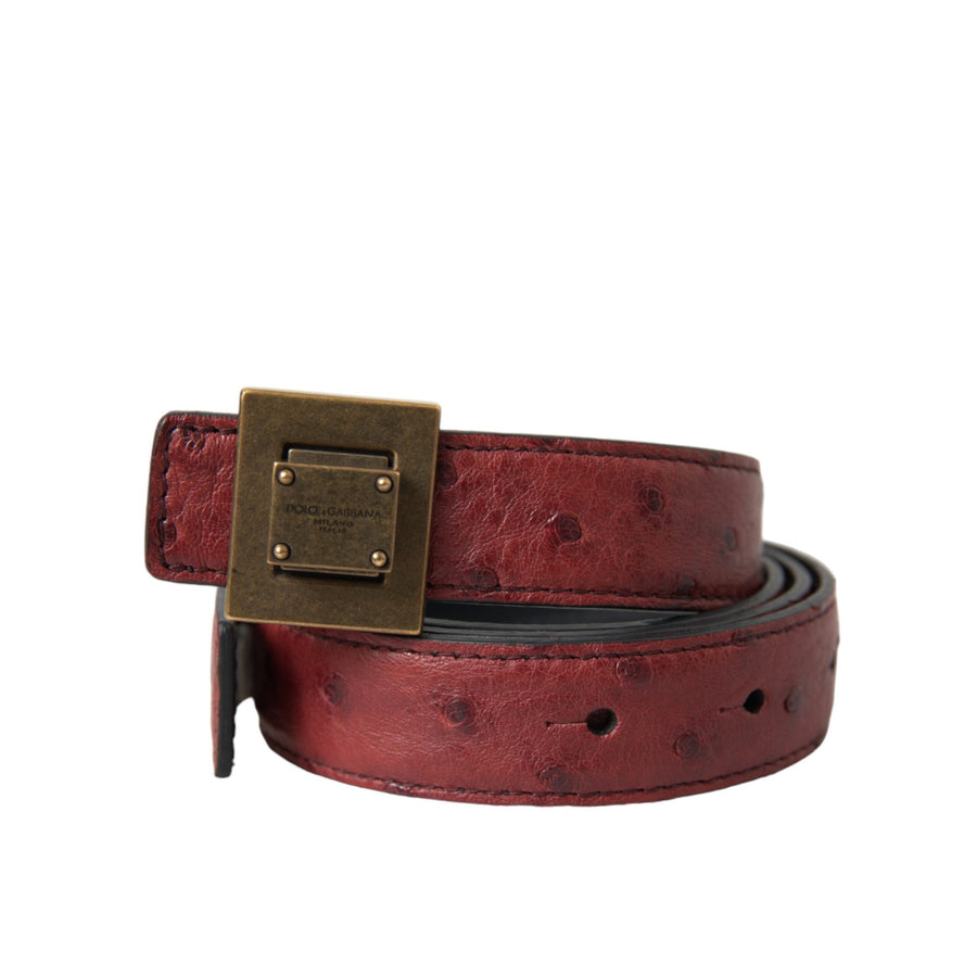 Dolce & Gabbana Brown Leather Square Metal Buckle Belt