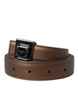 Dolce & Gabbana Bronze Leather Square Metal Buckle Belt