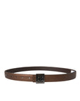 Dolce & Gabbana Bronze Leather Square Metal Buckle Belt