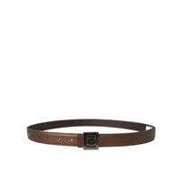 Dolce & Gabbana Bronze Leather Square Metal Buckle Belt