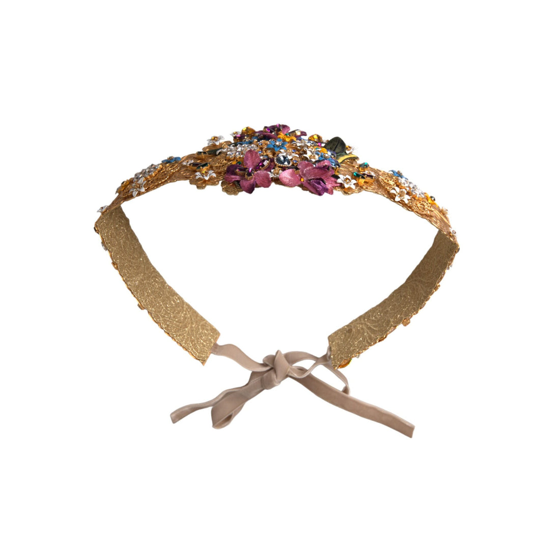 Dolce & Gabbana Multicolor Embellished Floral Crystal Wide Waist Belt