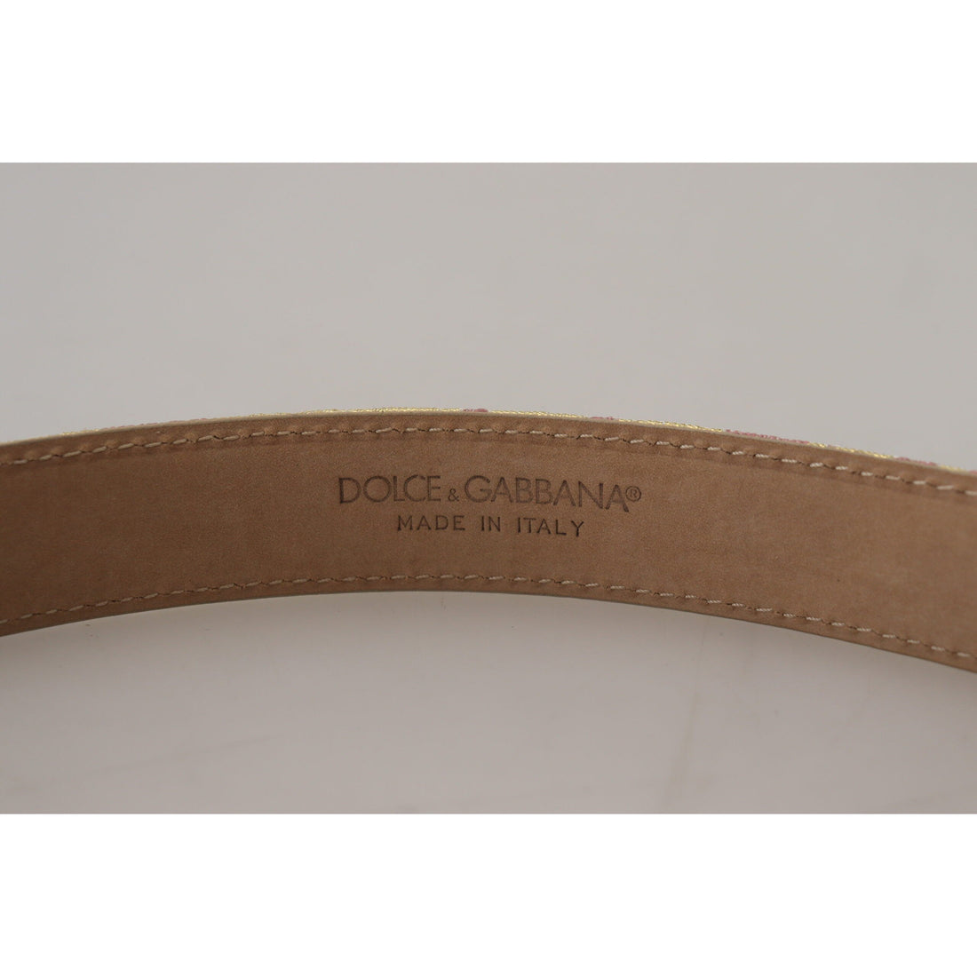 Dolce & Gabbana Pink Jaquard DG Logo Gold Metal Buckle Belt