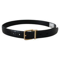 Dolce & Gabbana Black Exotic Leather Gold Metal Buckle Belt