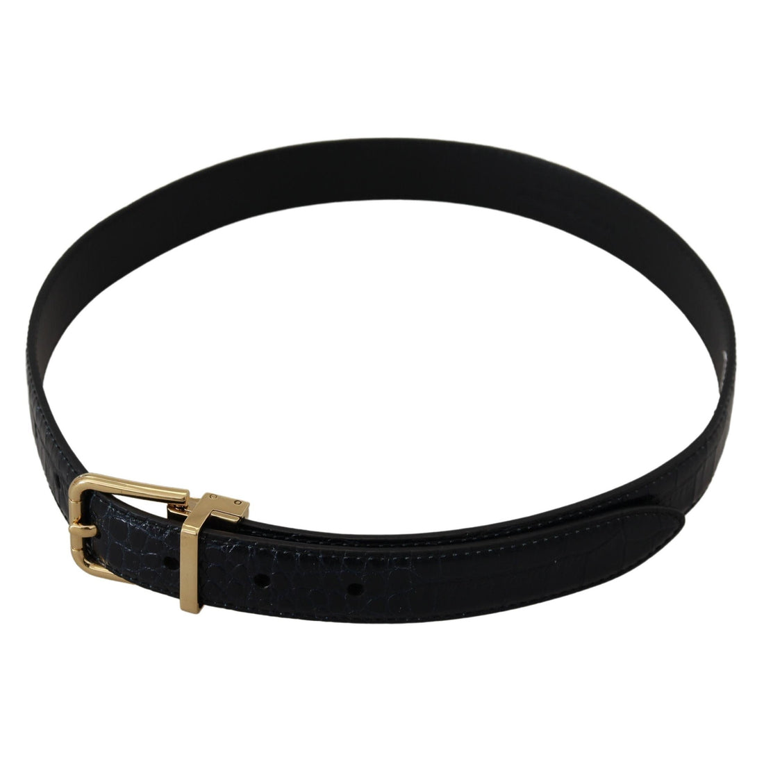 Dolce & Gabbana Black Exotic Leather Gold Metal Buckle Belt