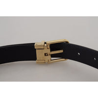 Dolce & Gabbana Black Exotic Leather Gold Metal Buckle Belt